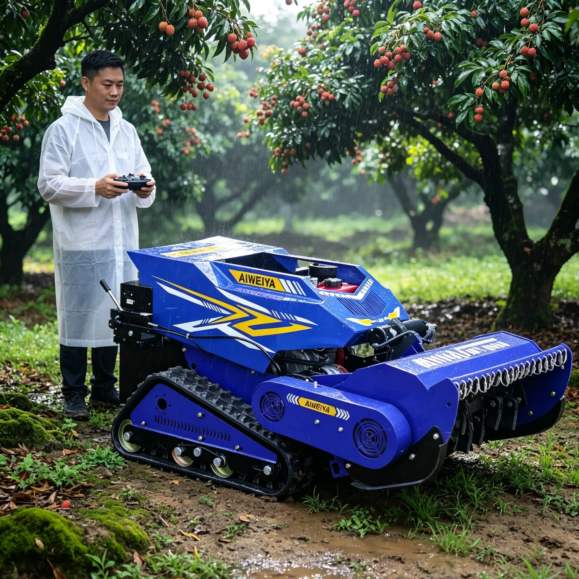 Customized wireless four stroke lawn mower robot, adjustable mowing height, for farmland pasture and hillside shrub trimming