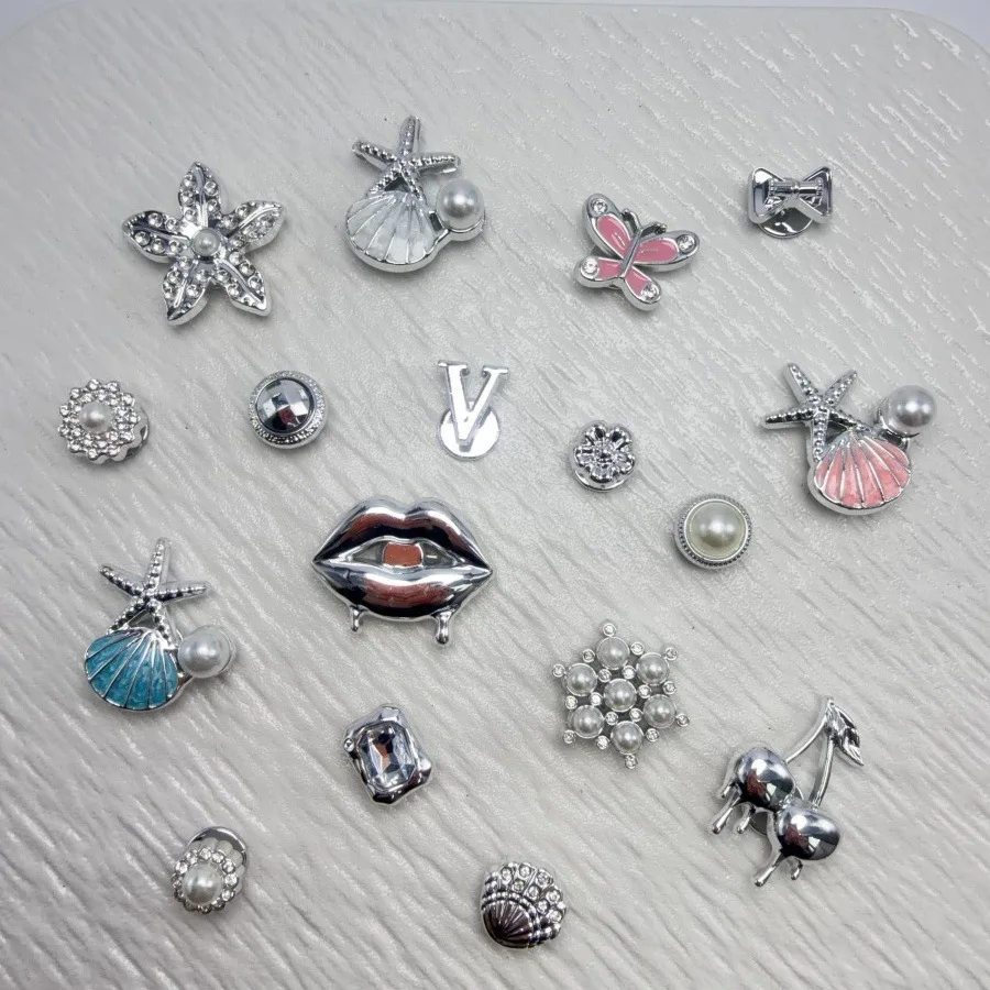 New Silver Plated Love Heart Starfish Shoe Charms Buckle 2-in-1 Integrated Design DIY Decor Accessories for Sandals Clogs Decor