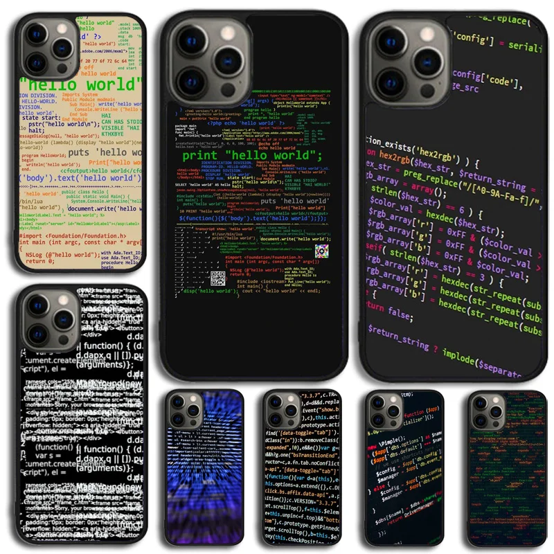 Programming Languages Phone Case For iPhone 14 15 16 13 12 Mini Max Cover For Apple iPhone 11 Pro Max 6 8 7 Plus SE2020 Coque