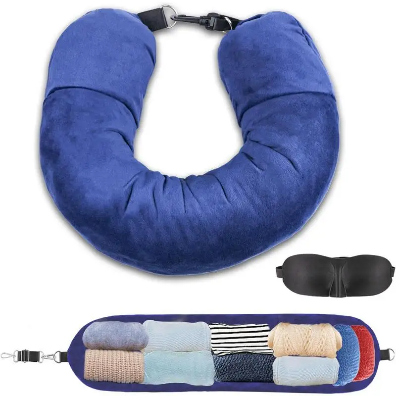 Fillable Travel Neck Pillow Case Carryable Pillowcase Storage Bag Airplane Cushion Travel Neck Pillow Self-filling Travel