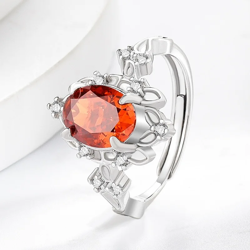 Korean-style ice flower-cut pigeon egg ring - fashionable women's elegant dinner jewelry
