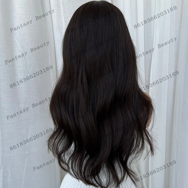 Gluless 13x4 Lace Front Human Hair Black Women Fringe Wavy Wigs Natural Hairline Pre Plucked Natural Black 360 Lace Frontal Wigs