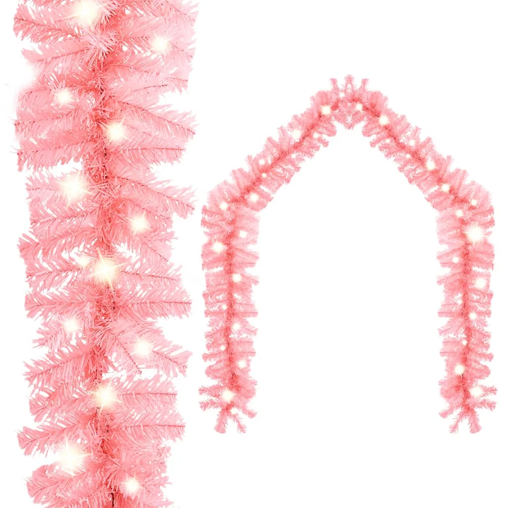 

Christmas Garland with LED Lights 787.4" Pink