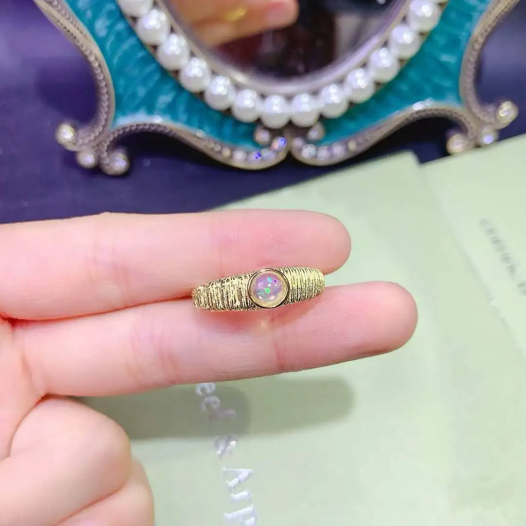 

KJJEAXCMY high-grade Jewelry Natural Women's Opal Ring S925 Silver Colorful and splendid Crystal pure fire flash explosion
