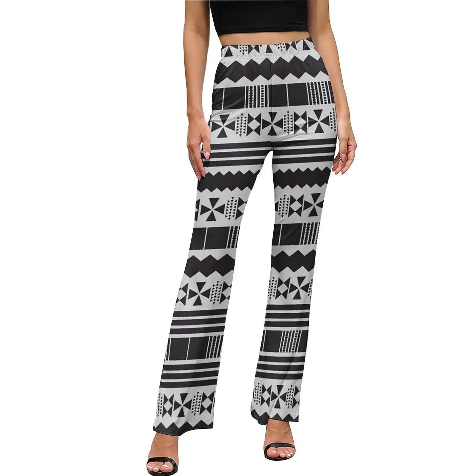 

Abstract Ethnic Aztec Pants Black And White High Waist Casual Flare Trousers Summer Graphic Streetwear Pants Gift Idea