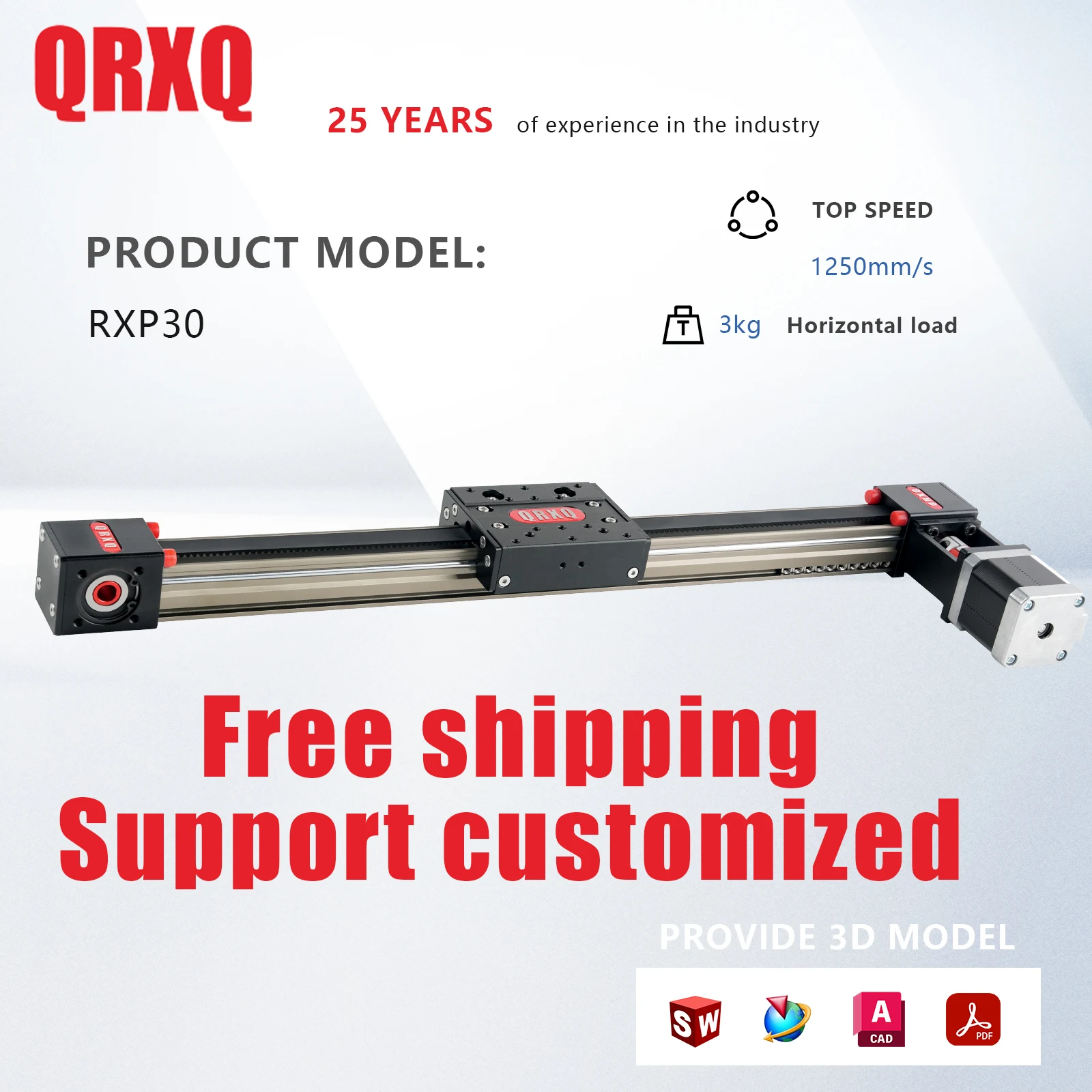 QRXQ RXP30 Linear Rail Nema 23 Stepper Motor 1500mm/S Linear Motor Linear Guide Rail Slider 3d Printer Parts Bearing Linear XYZ