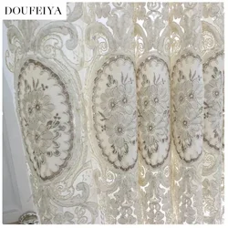 Luxurious Euro Style Tulle Embroidery Flower Indoor Decorative Window Sheer Curtain For Living Room Bedroom Home Decor T318#4