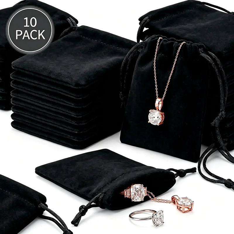 10-Piece Plush Velvet Jewelry Storage Bag Set |   Random Color | Gift Packaging Bags |   Small Drawstring Gift Bags in 14 Colors, Mini Jewelry Bags Suitable for Rings, Necklaces, Bracelets, Wedding Party Gift Bags, for Christmas Celebrations, Friend Gifts, DIY Crafts, and Other Occasions.