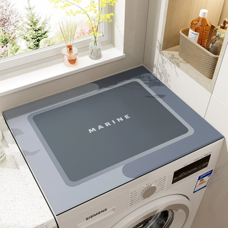 VIKAMA Marine - Tapete geométrico para lavadora y secadora, impermeable, antideslizante, a prueba de polvo, cubierta superior para refrigerador, para decoración del hogar
