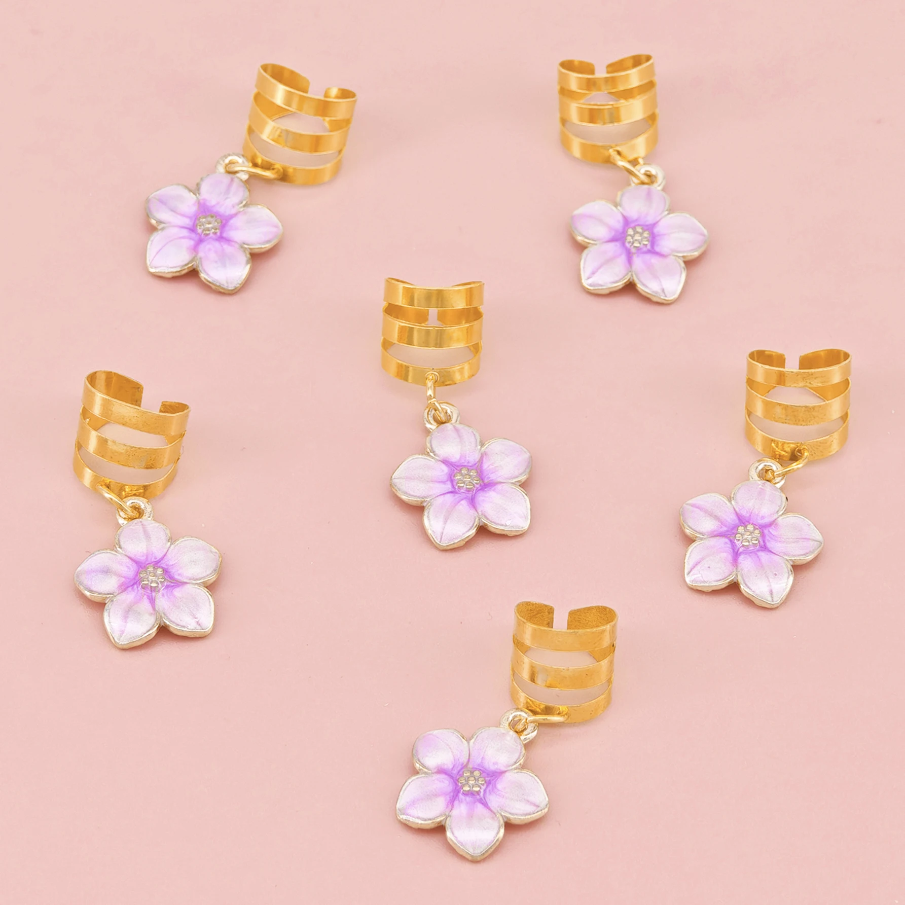 6pcs Flower Decor Hair Clip Set, Dreadlocks & Braid Accessories