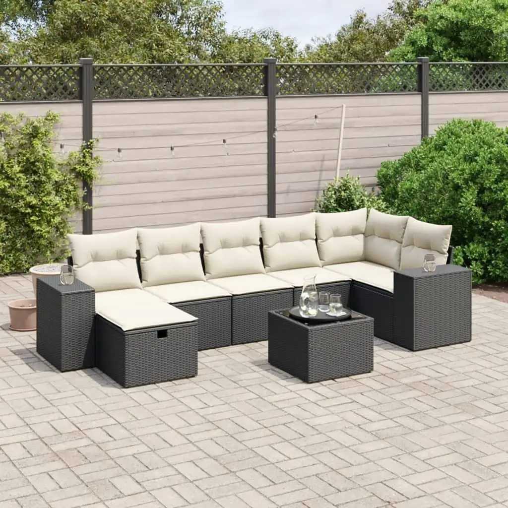 

Modular Black Poly Rattan 8 Piece Garden Sofa Set Outdoor Lounge Furniture