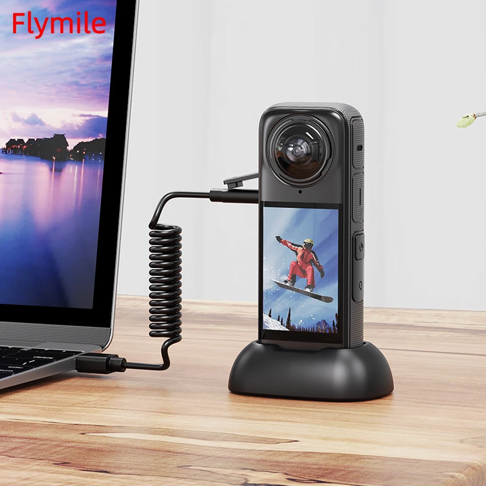 Flymile Silicone Desktop Base For Insta360 X4 Desktop Fixed Charger Docking Stand Anti-Slip Protective Holder Camera Accessories