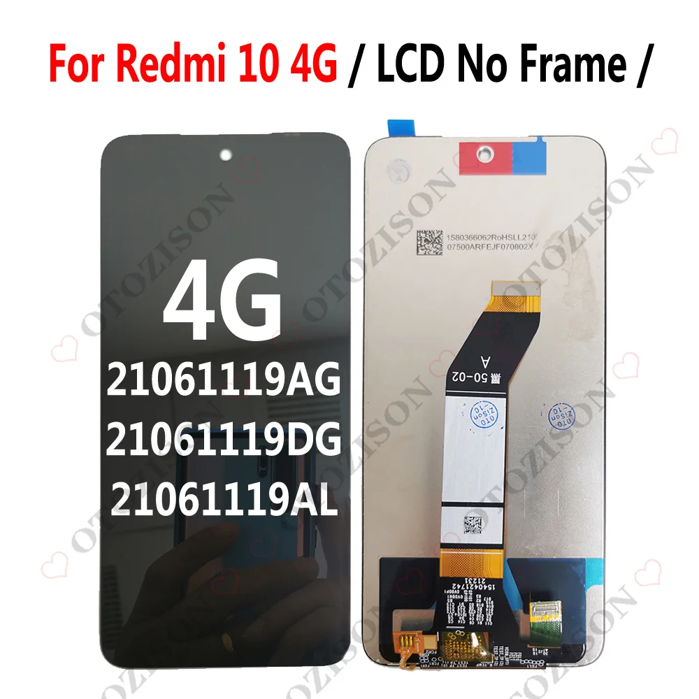 For Xiaomi Redmi 10 LCD With Frame 4G LCD Display Touch Screen 21061119AG 21061119DG 21061119AL Digitizer Assembly Replacement