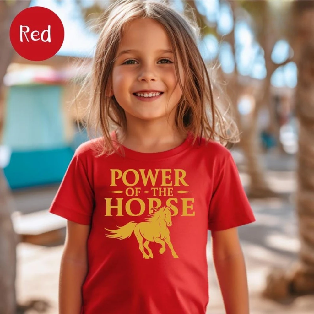 2026 Chinesisches Sternzeichen-Pferd-Kinder-T-Shirt, Mondneujahr, Kinder-Shirt, Jungen und Mädchen, frohes neues Jahr, Geschenk, T-Shirt, lässiges Baumwoll-T-Shirt