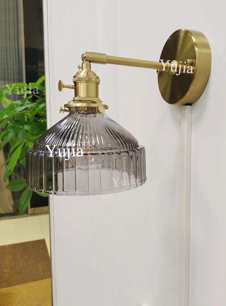 Vintage 4 Colors Nordic Wall Light with Switch for Living Room Luxury Decor Bedside Reading Light Glass Shade Led Wall Lamp