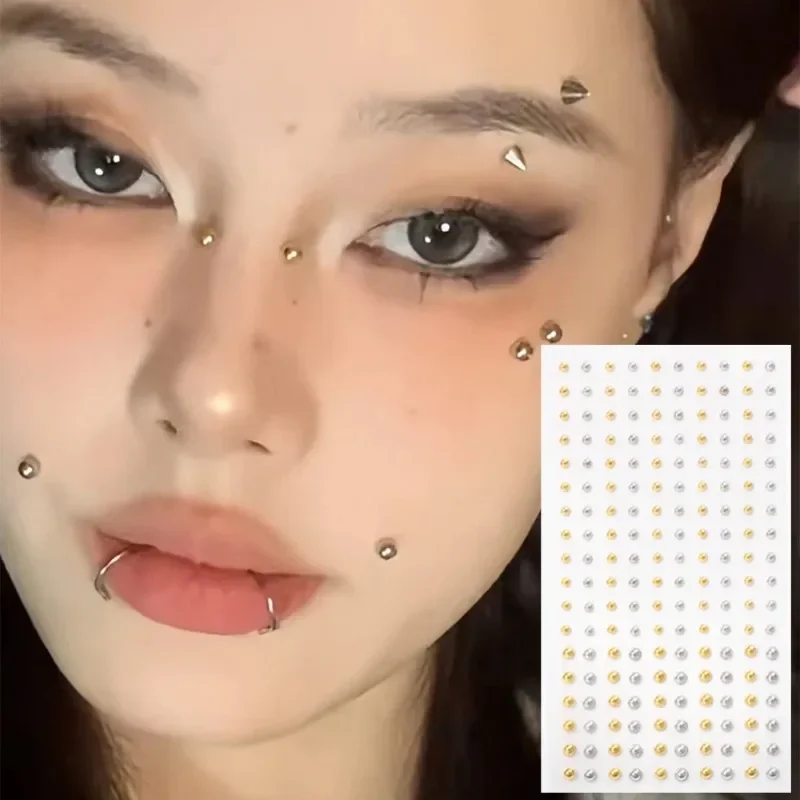 Fake Lip Eyebrow Ear Stickers Piercing Stickers Non Piercing Reusable Earring Studs Teens Hip hop Fake Nose Body Button Jewelry