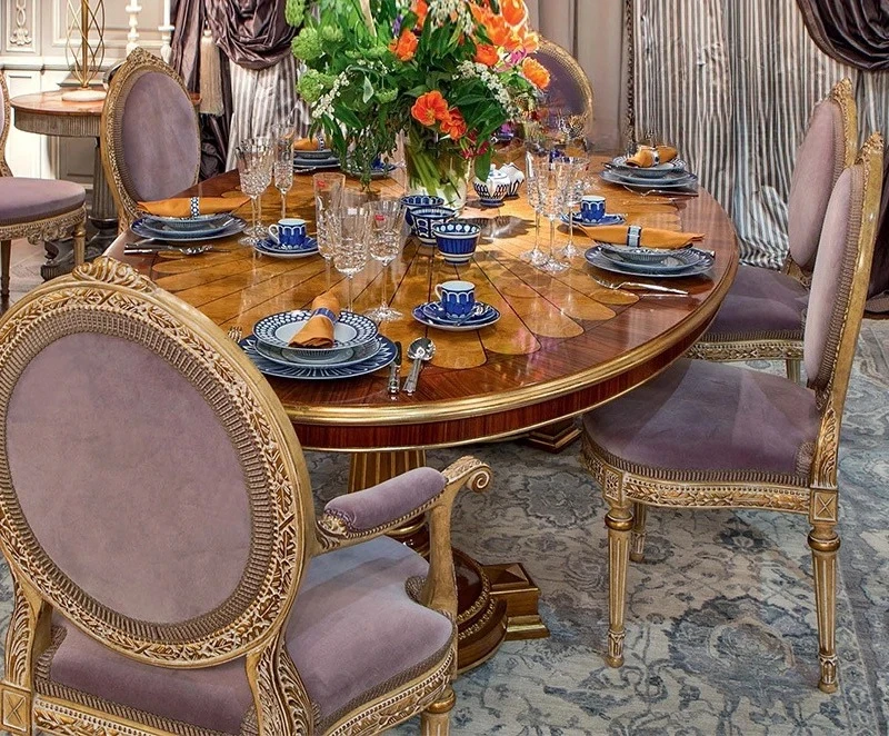 

Французская мебель для ресторана, резьба по дереву, цветок, овальный художественный цветок, обеденный стол, креативный дизайнер