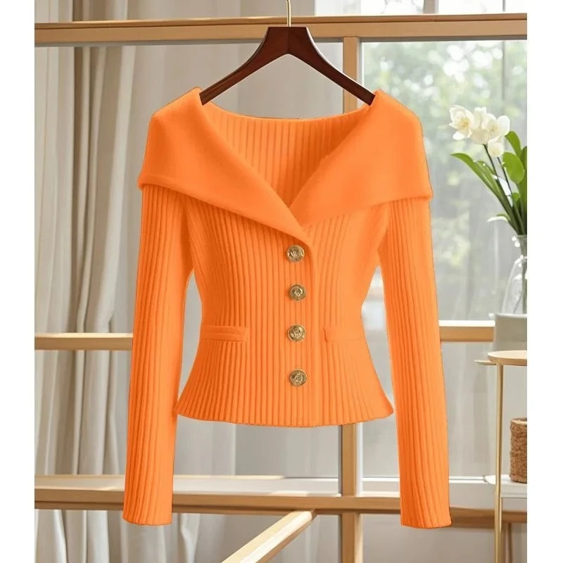

Autumn Winter 2025 New Female Clothes Bottoming Shirts Tops Women Cardigan Sweater High Quality Chic Long Sleeve Casual Knitwear