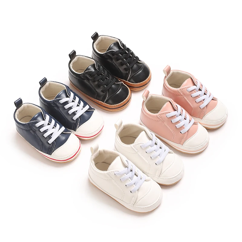 

Newborn Boy And Girl Baby Sneakers PU Leather Infant Casual Shoes Soft Sole Anti-slip Toddler First Walkers Crib Shoes