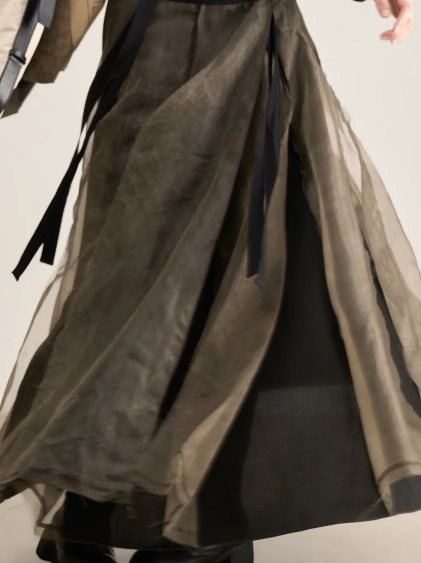 

Юбка-трапеция Ele Fairy Aosphere с высокой талией, длинная, цвета чайной крошки, из хлопка, для повседневной носки, в китайском стиле