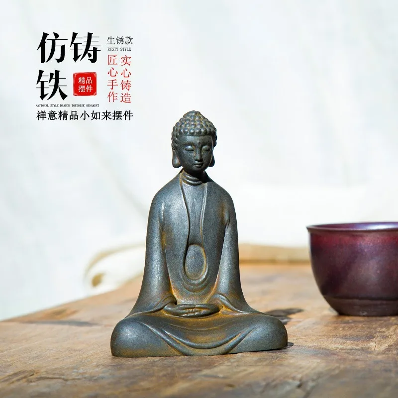 New Chinese Style Zen Sakyamuni Buddha Statue Retro Vintage Craft Decor for Home Living Room Desktop Ornament