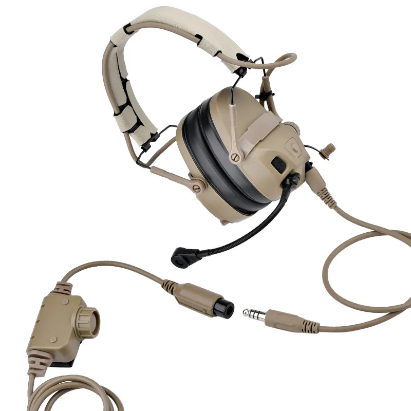 APM Auriculares tácticos con cancelación de ruido y PTT airsoft - imagen 5