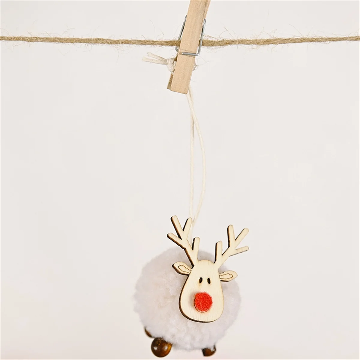 12PCS Christmas Felt Deer Pendant Xmas Tree Decorative Hanging Wooden Decor Home Christmas Cute Deer Crafts