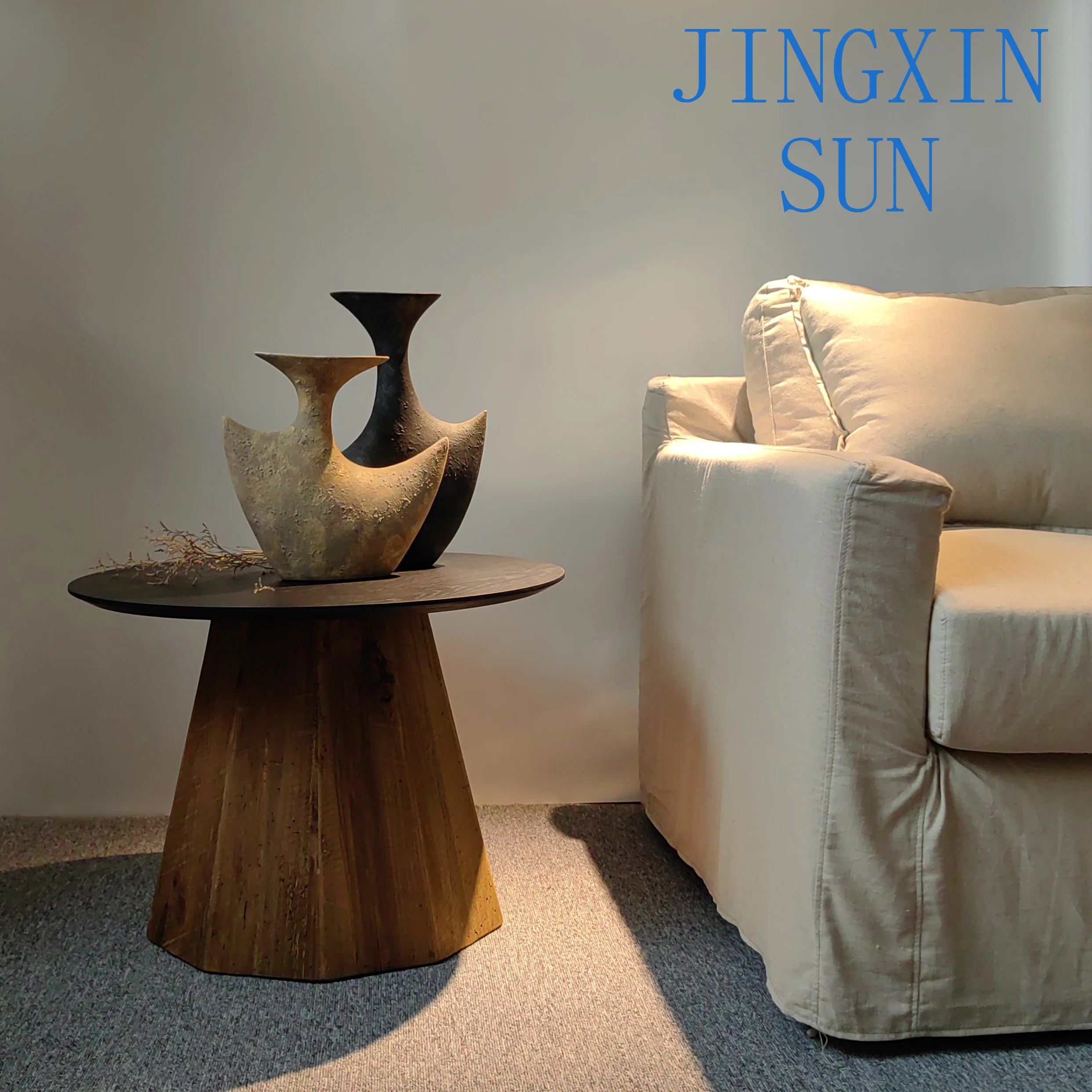 Wabi Sand Wind Double Shoulder Ornament Simple Vase Ceramic High-end Homestay Villa Living Room Model Room Entrance Ceramic Art