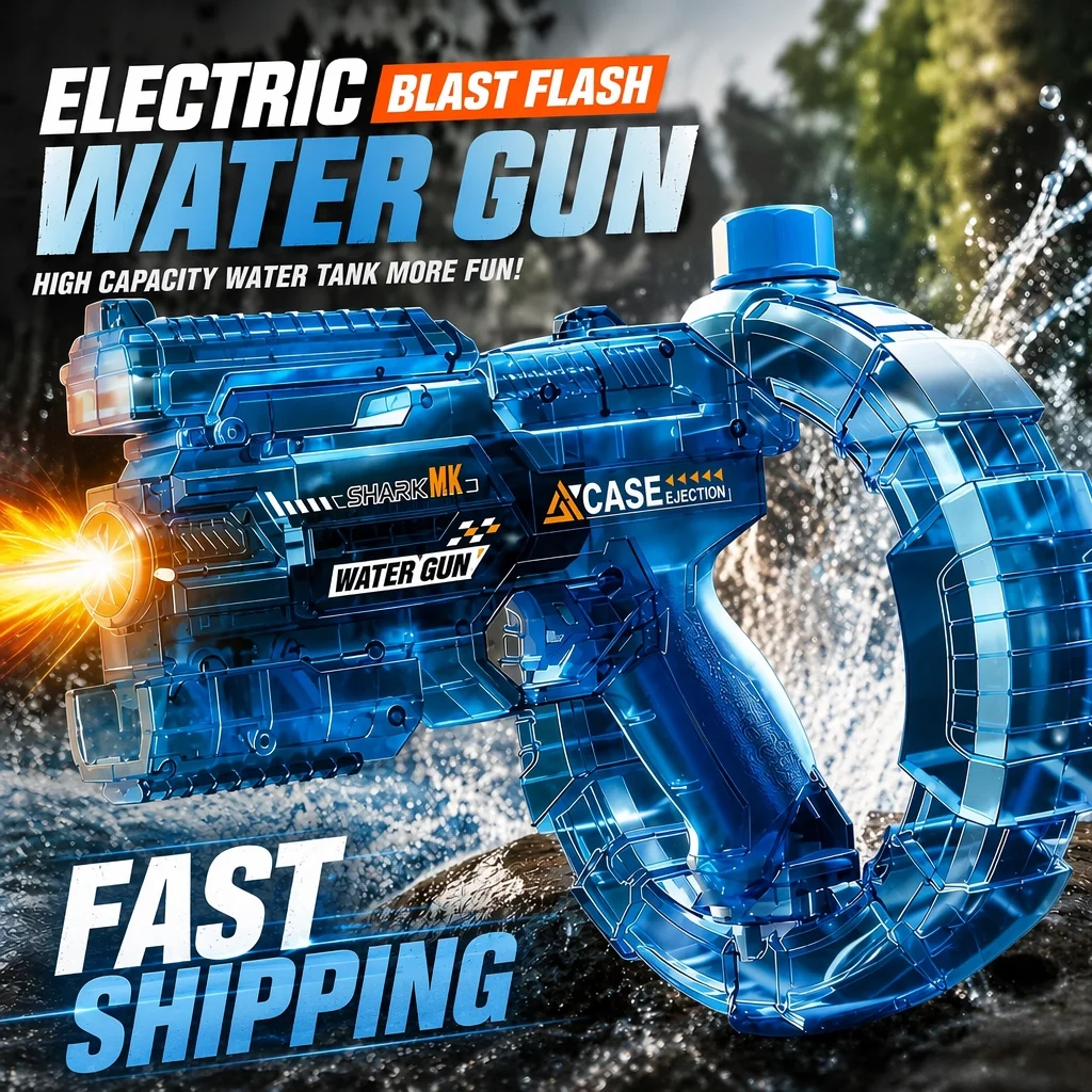 M416 Electric Water Gun Automatic High Speed Continuous Firing Flash Light Charging Summer Toy Blaster Kids Outdoor Water Fight
