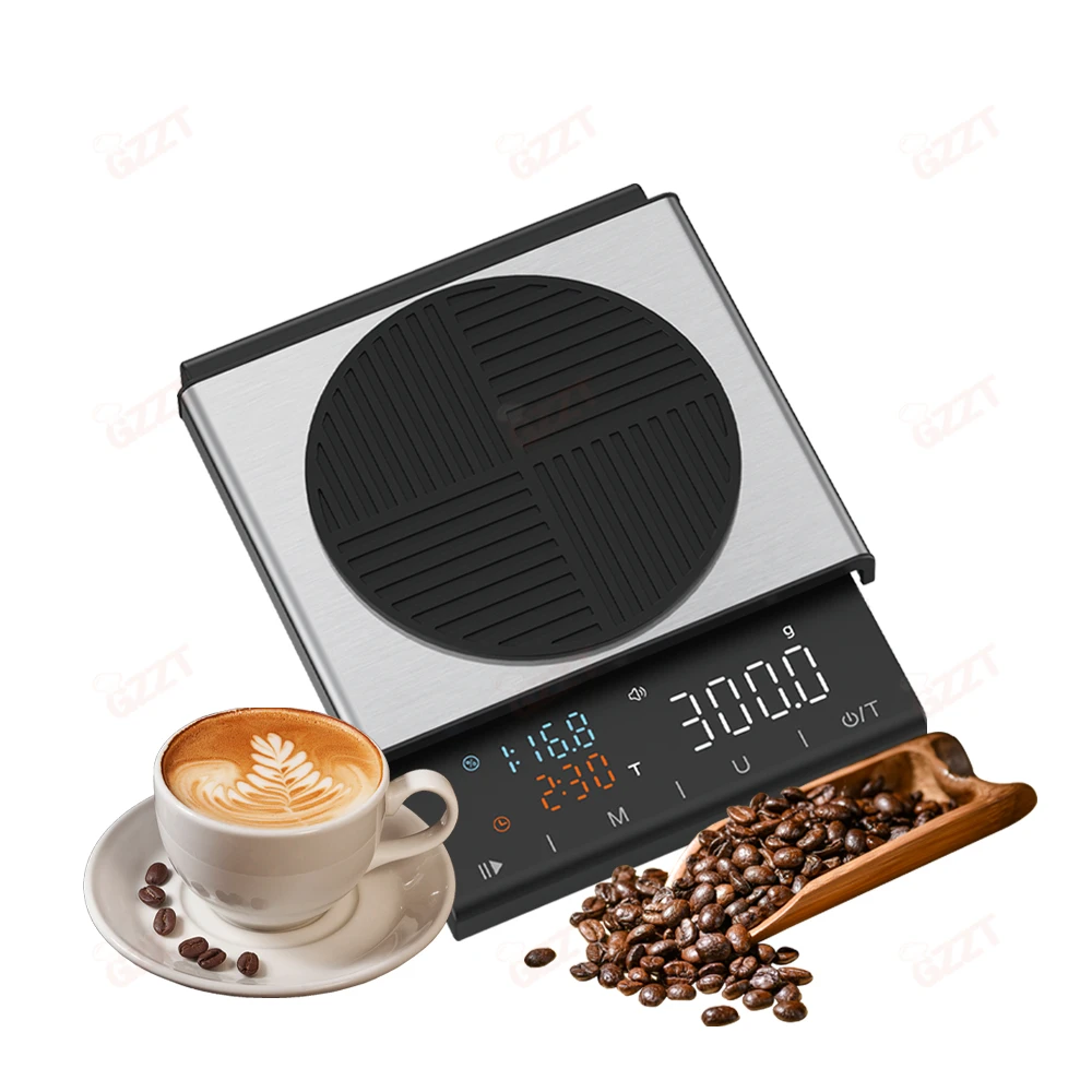 

GZZT 22R Digital Kitchen Coffee Scale with Timer LED Screen 3kg/0.1g High Precision Rechargeable Espresso Electronic Drip Scales