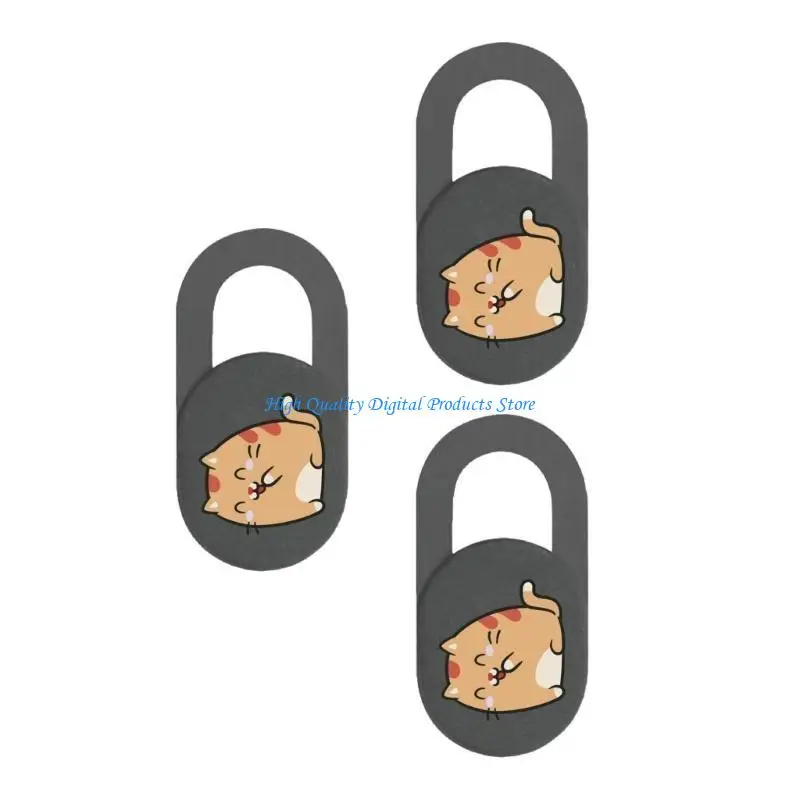 U2JE 3PCS 만화 고양이 카메라 커버 웹캠 커버 슬라이드 유니버설 카메라 커버