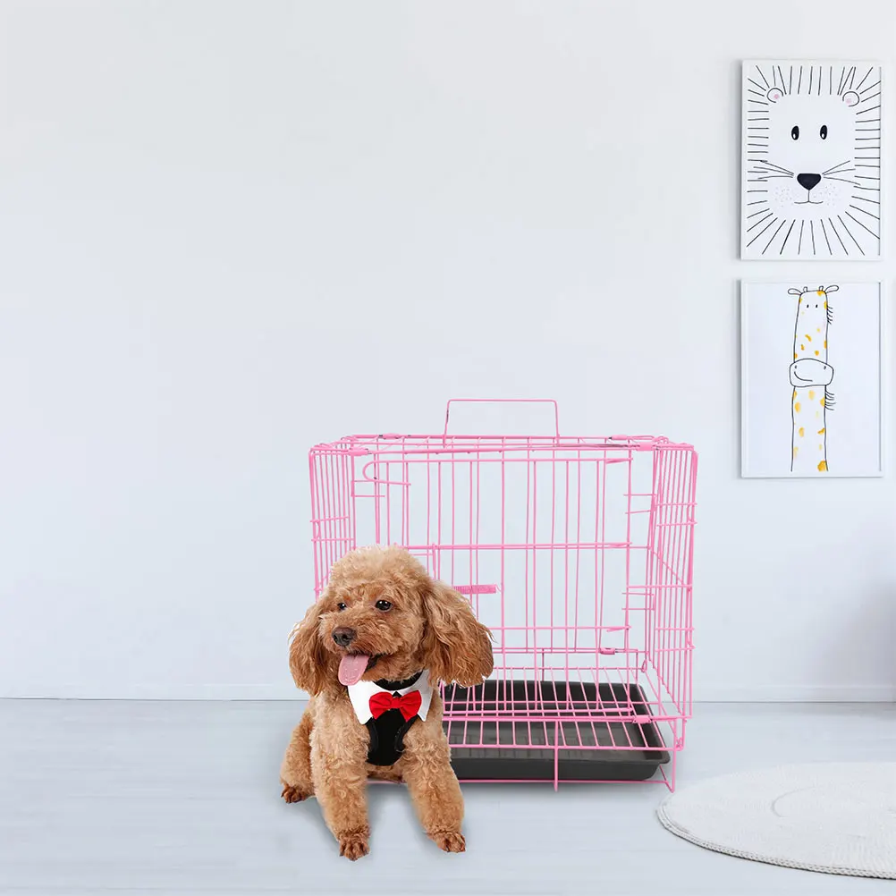 

Pet Cage Dog Crates for Small Dogs Cats Rabbits Pink Indoor Outdoor Foldable Wear Resistant Use Ventilation Visibility