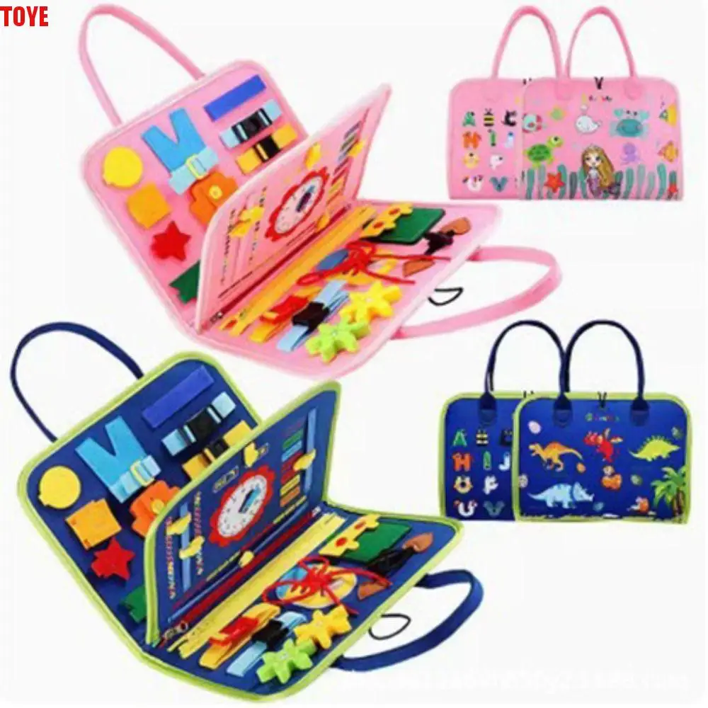 

Creative Cute Felt Busy Board Cartoon DIY 3D Quiet Activity Book with Handle Educational Busy Board Montessori Toys