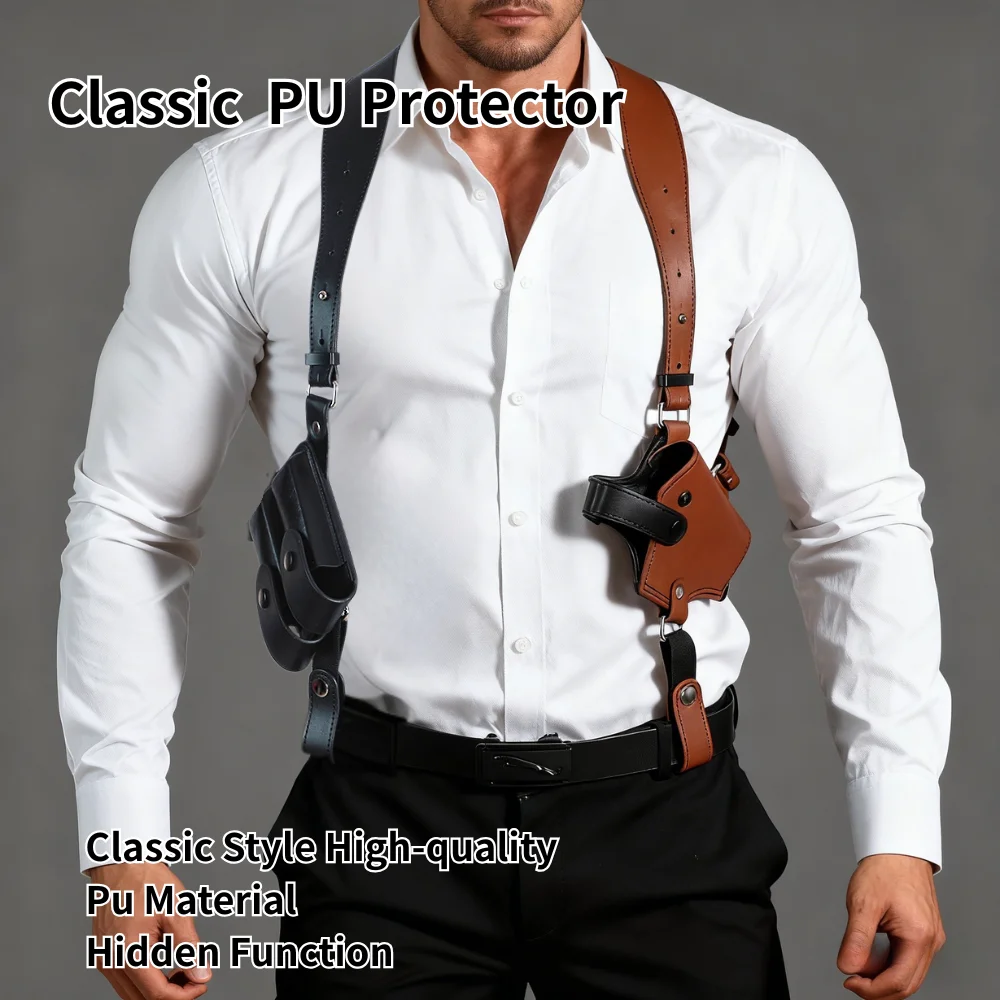 Estuche para pistola ajustable de PU para axilas: incluye bolsa para revistas, compatible con tipos de armas universales, adecuado para la parte mágica de Halloween