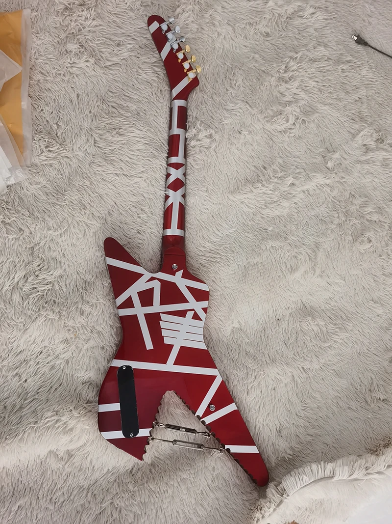 EVH High Quality STRIPED series Shark Shaped electric Guitar, serrated electric guitar, front and back lines, in stock, fast shi