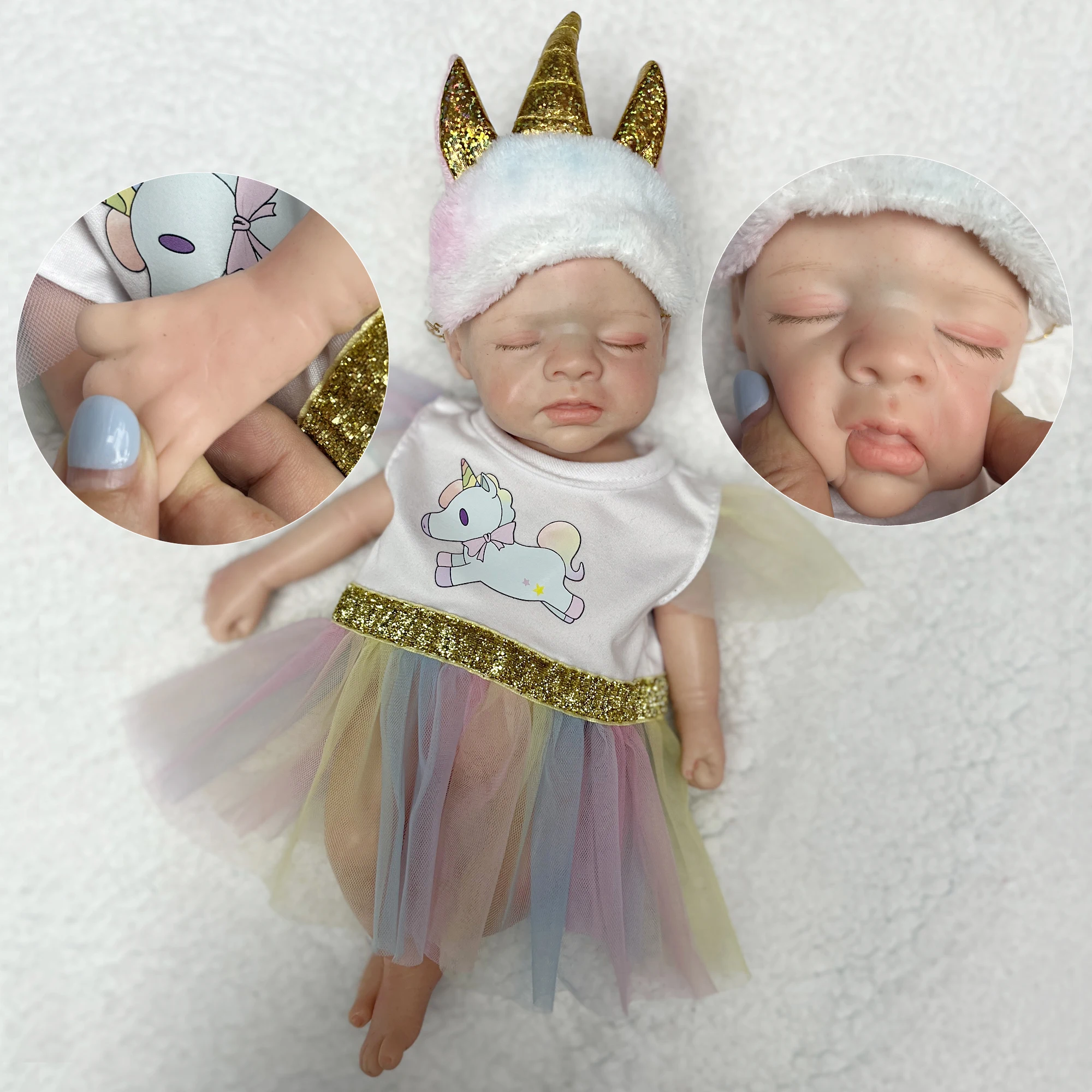 13 Inch Soft Silicone Reborn Girl Doll For Children Birthday Gifts Handmade Lifelike Newborn Baby