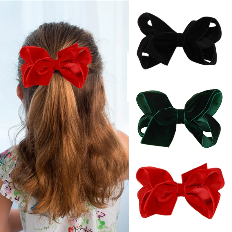 

Oaoleer Fashion Velvet Hair Bow Clips For Baby Girl Solid Color Bowknote Hairpin Barrettes Kids Headwear Winter Hair Accessories