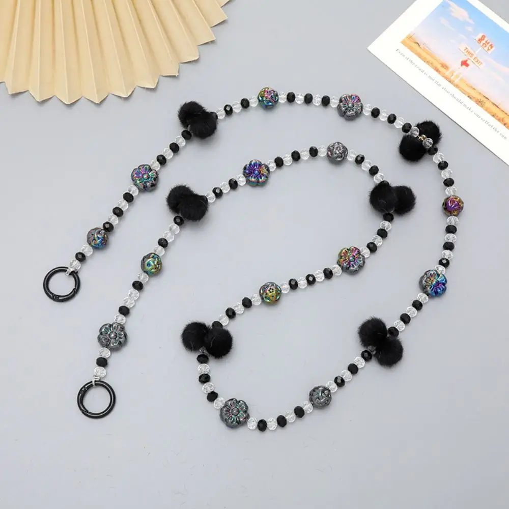 

Ремешок для телефона с цветочным покрытием ручной работы и бисером, плюшевый шар, роскошный чехол для телефона, ремни-цепочки, стильный телефон, анти-потерянная веревка