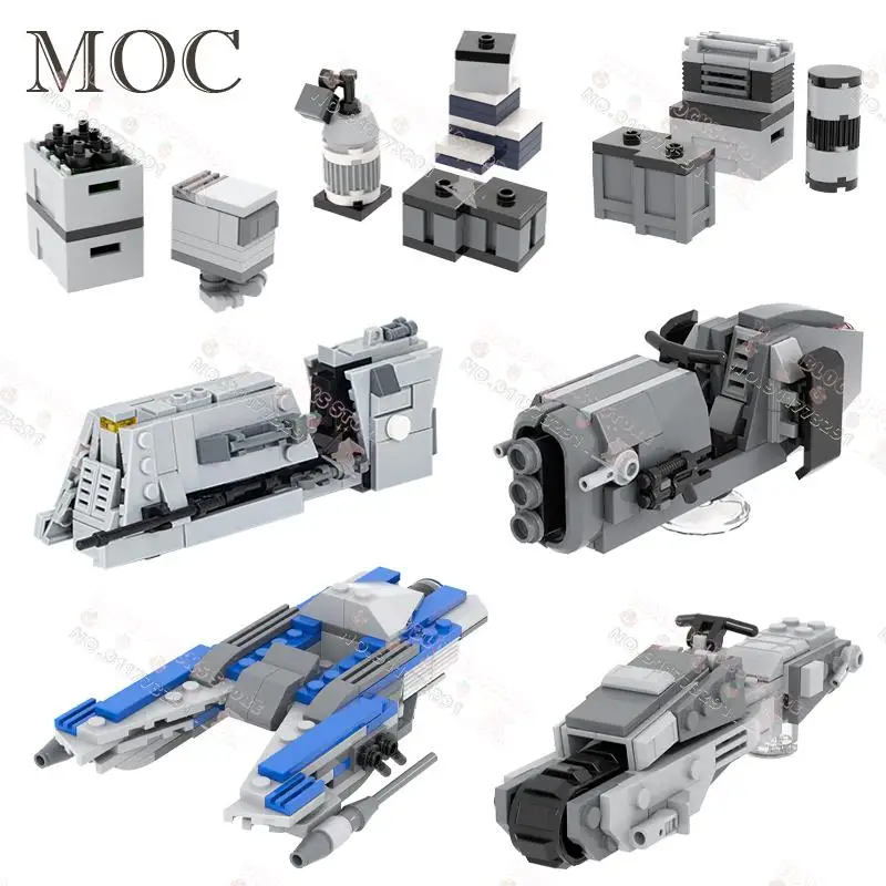 Sci-Fi Interstellar Movie MOC Building Blocks Military Material Reserve Airship Speeder Bike Model Assembly Bricks Toys For Kids