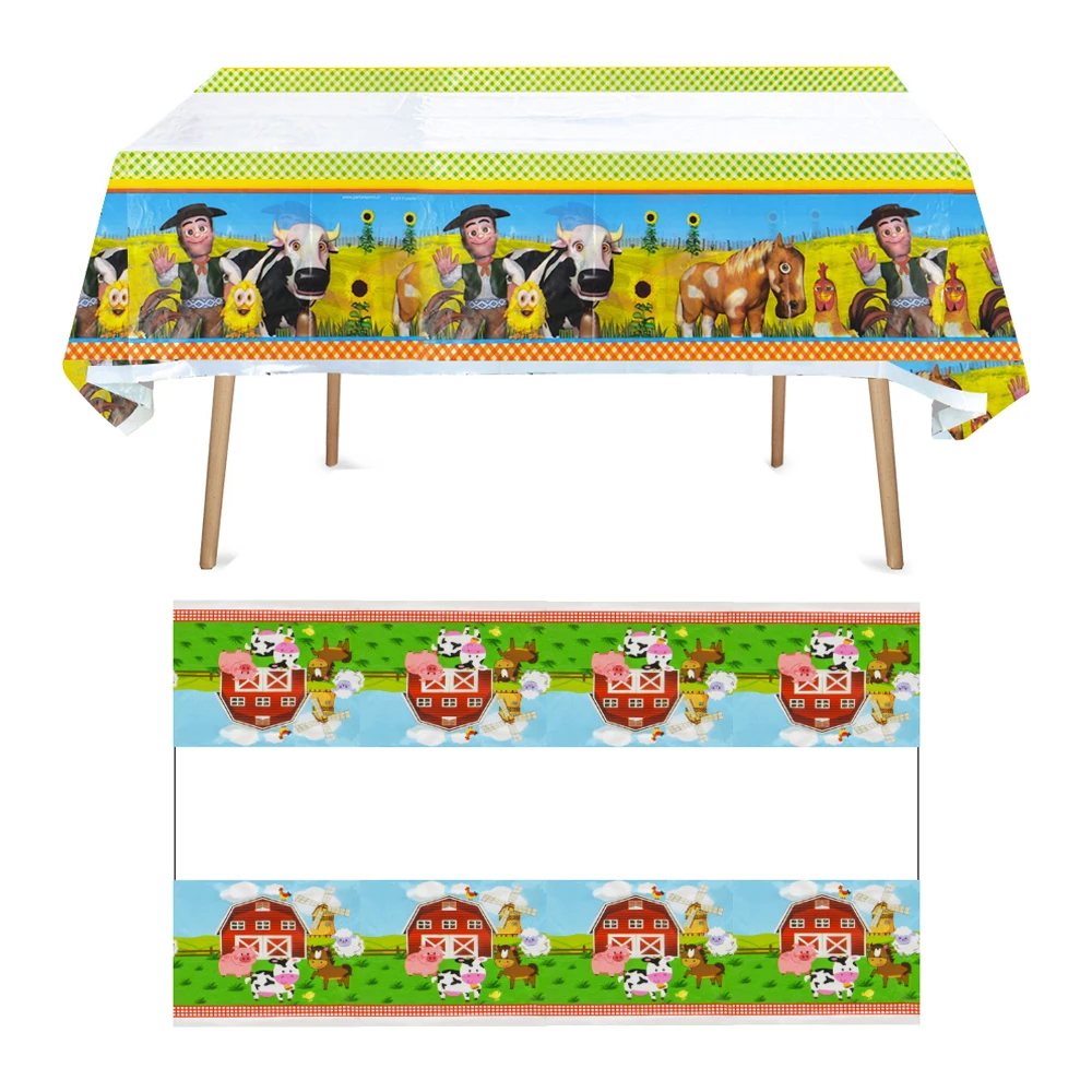 Farm Theme 1 pz/lotto Happy Birthday Party Table Cover Baby Shower decorazioni Kids Girls Favors tovaglia di plastica