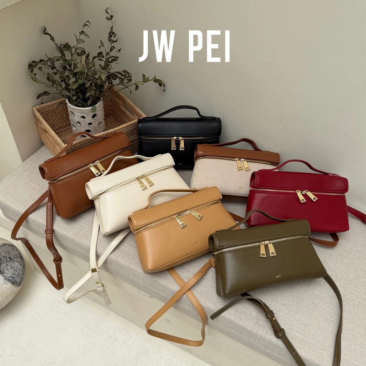 

JW PEI Thea Top Handle Bag 2025 New, Brown Canvas Crossbody & Shoulder Bag for Women, Fashion High-End Commuting Everyday Bag