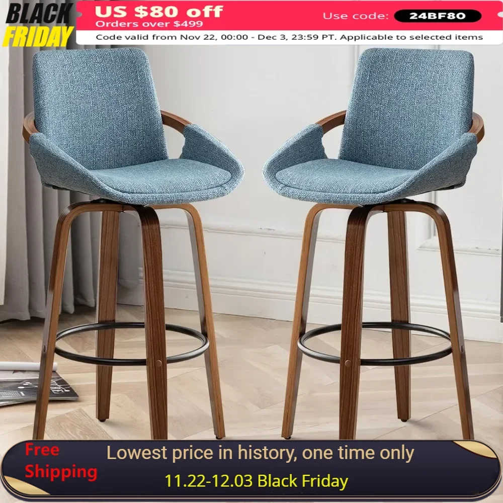 25.6" Bar Stools Set of 2, Retro Bar Chairs