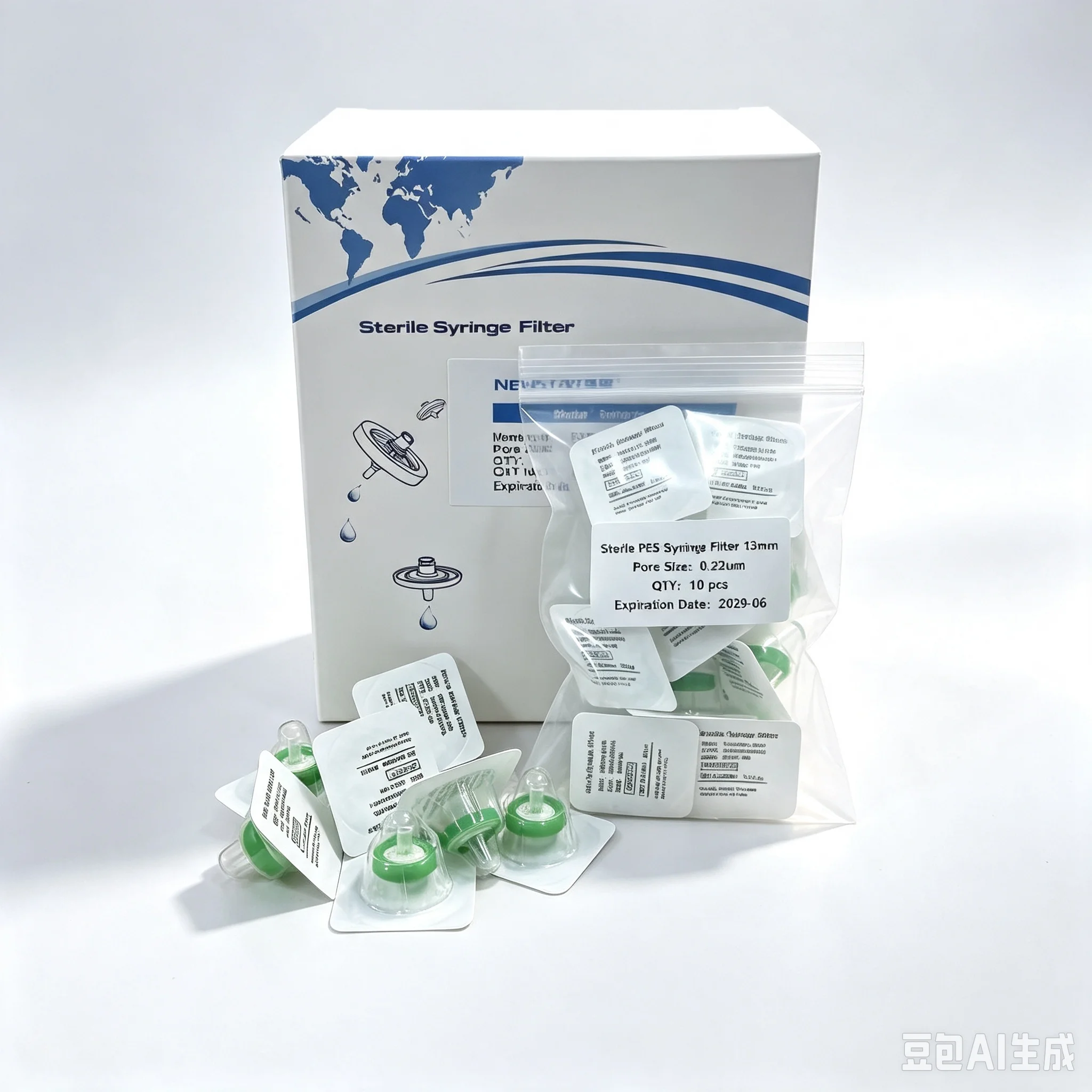 Sterile PES Syringe Filter 13mm 0.22um Individually Package Selling in Small Quantities 10pcs/bag