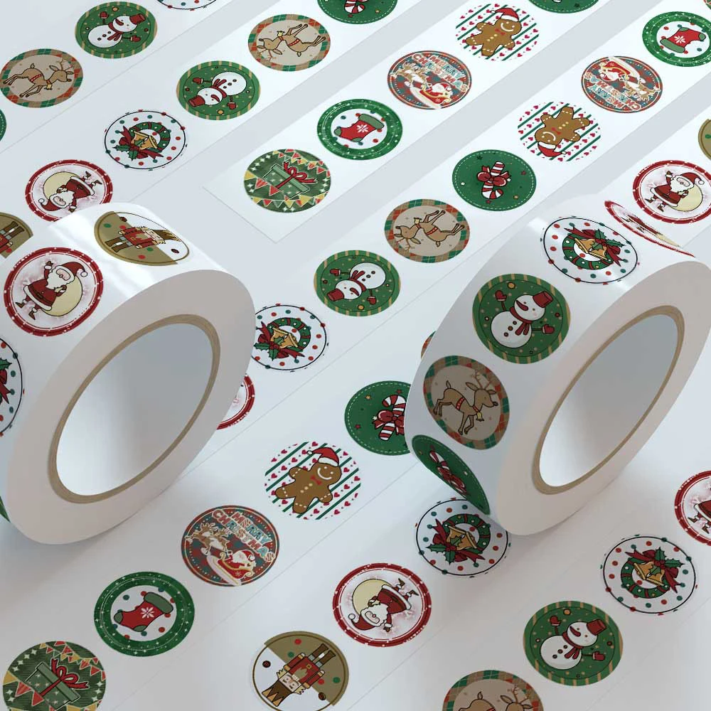 500pcs/Roll Cute Christmas Reward Stickers Funny Cartoon Decoration Decals DIY Skateboard Waterproof Seal Label Sticker Toy Gift