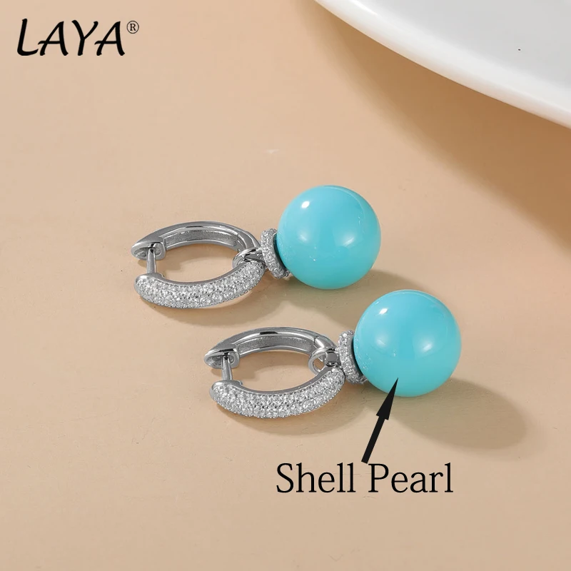 LAYA  New Fashion Turquoise Earrings Zircon 100%925 Sterling Silver Silver plated lawrencium Earrings Women Jewelry Gift 2024