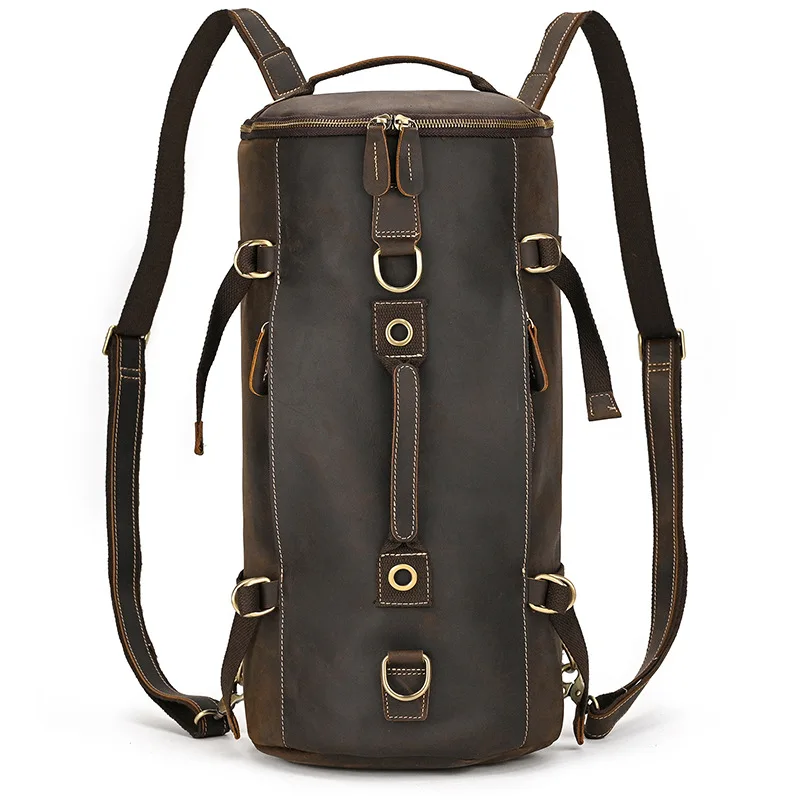 

Leather backpack retro Crazy Horse leather shoulder personalized fashion student schoolbag for both men and women travel bag sim