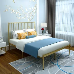 bed European style iron art  double  simple modern 1.5 meter princess iron  single  rental house hotel iron frame 1.8