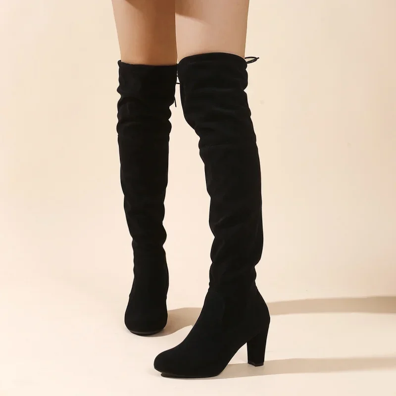 Modische Neue Elegante/sexy Overknee-Damenstiefel, Winter-Bestseller, Bequeme Spitze High-Heel Ritterstiefel – Detail 5