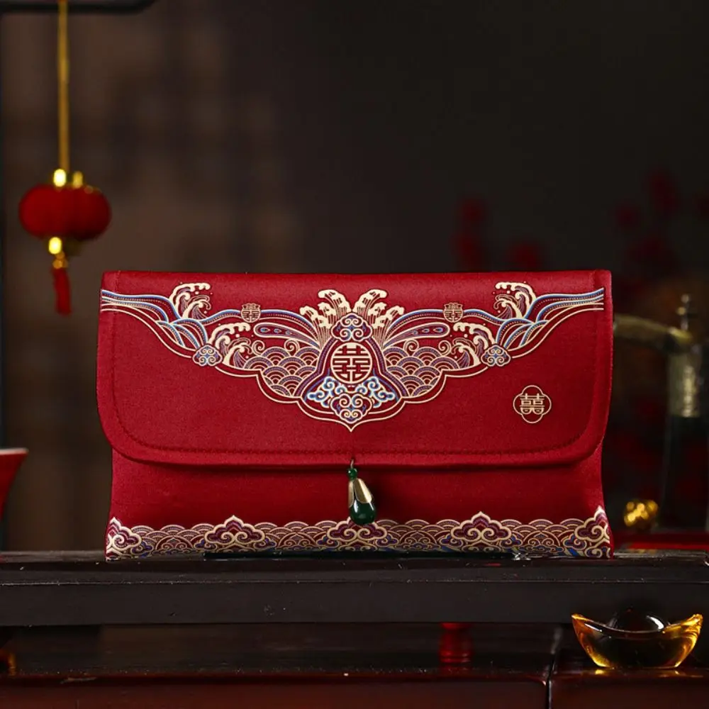 Chinese Multiple Patterns 2024 Money Pocket Best Wishes Tassel Design Brocade Red Envelope Embroidery Money Bags Party Gifts