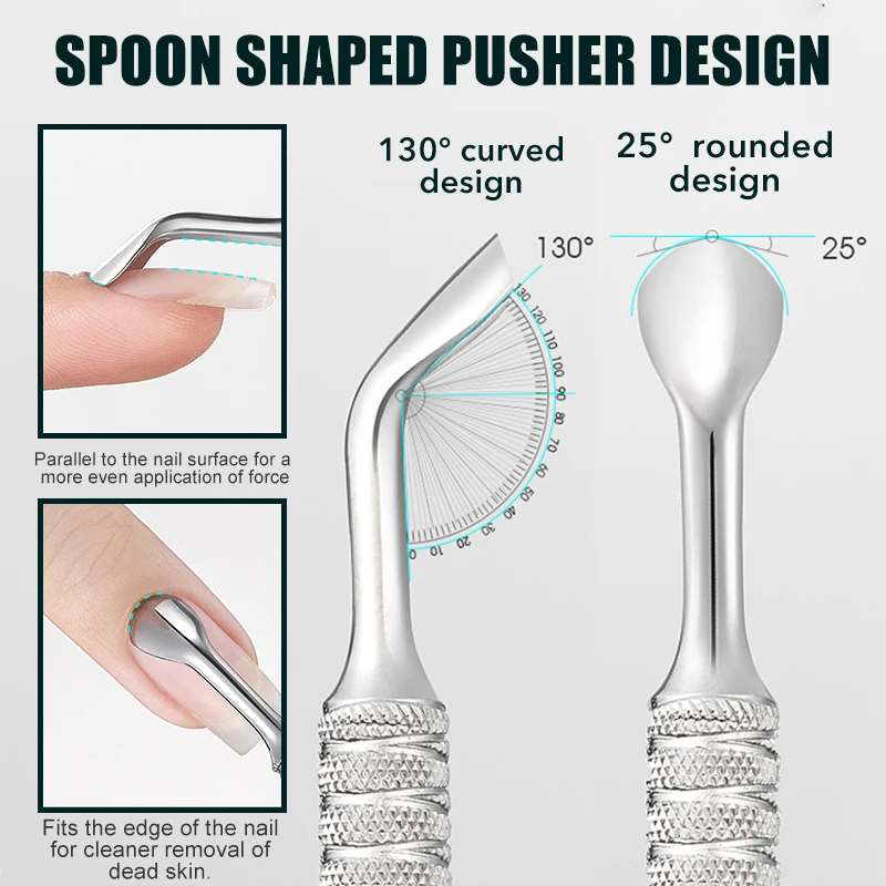 1pcs Stainless Steel Cuticle Pusher Dual Sided Shaped Double Ended Ingrown Toenail Lifter Remover Trimmer Nail Art Care Tools